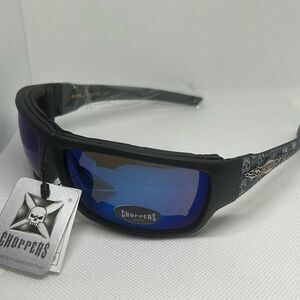 Choppers Mirrored Mens Skull Padded Biker Lens Sunglasses